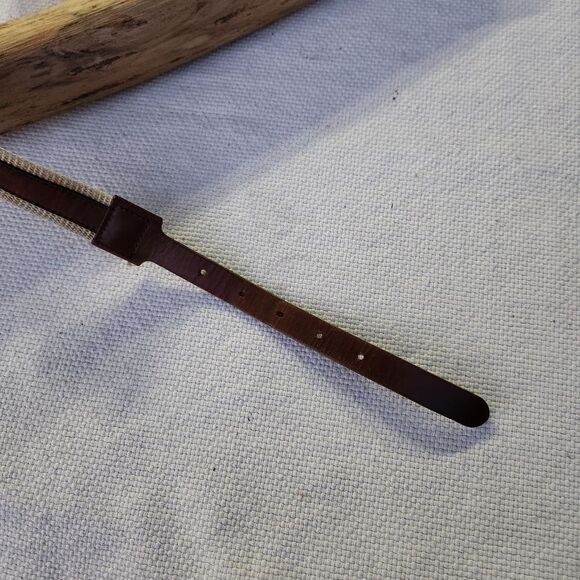J crew vintage brown leather and canvas webbing belt - Picture 10 of 13